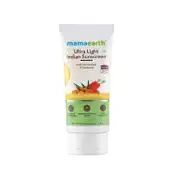 Mamaearth Ultra-Light Indian Sunscreen with Carrot Seed, Turmeric, Tan Protection SPF 50 PA++++ (80 g)