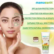Mamaearth Ultra-Light Indian Sunscreen with Carrot Seed, Turmeric, Tan Protection SPF 50 PA++++ (80 g)