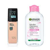 Maybelline New York Fit Me Liquid Foundation, 125 with Garnier Micellar Cleansing Water Combo