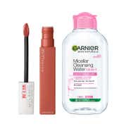 Maybelline New York Matte Ink Lipstick, 70 Amazonian + Garnier Micellar Cleansing Water Combo
