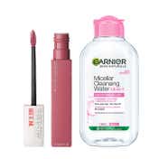 Maybelline New York Super Stay Matte Ink Lipstick, 15 Lover + Garnier Micellar Cleansing Water Combo