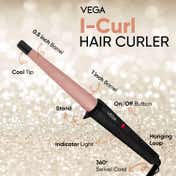 Vega I-Curl Hair Curler for Women with Ceramic Coated 0.5 inch-1 inch Barrel (VHCH-05)
