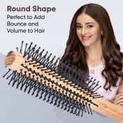 Vega Wooden Round Hair Brush for Women & Men, Professional Blow Dry, Wooden Barrel (R31-RB) - Beige