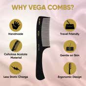 Vega Handcrafted General Grooming Hair Comb Made with Cellulose Acetate (HMBC-203)