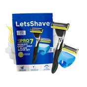 LetsShave Pro 7 World's First 7 Blade Razor for Men with Handle + 2 Blades (4 pcs)