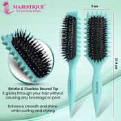 Majestique Curly Detangler Flat Hair Brush for Women - Green