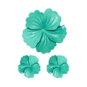 Majestique Flower Hair Clutcher Clips with Glitter Detailing - Turquoise (3 pcs)