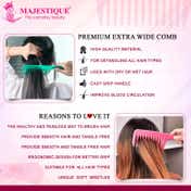 Majestique Wide Tooth Comb for Curly Hair - Pink
