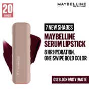 Maybelline New York Serum Lipstick Matte 1-Swipe Lush Color 8HR Hydration - Block Party (3.4 g)