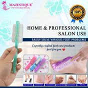 Majestique 2-in-1 Pedicure Foot File with Brush & Pumice Stone - Blue