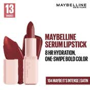 Maybelline Serum Lipstick (Satin) 8Hr Hydration + Bold Color - 104 Maybe It's Intense (4.2 g)