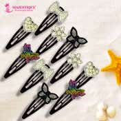 Majestique Pearl Stone Embellished Hair Tic Tac Clips in Mixed Designs (10 pcs)