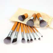 Bronson Professional Bamboo Makeup Brush Set with Storage Pouch (11 pcs)