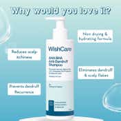 WishCare Hydrating AHA BHA Anti Dandruff Shampoo Reduces Itchiness 100% Dandruff Reduction (250 ml)