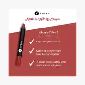 SUGAR Cosmetics Matte As Hell Crayon Lipstick - 08 Jackie Brown (Reddish Brown) (2.8 g)