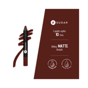 SUGAR Cosmetics Matte As Hell Crayon Lipstick - 13 Murphy Brown (Chocolate Burgundy) (2.8 g)