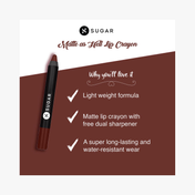SUGAR Cosmetics Matte As Hell Crayon Lipstick - 13 Murphy Brown (Chocolate Burgundy) (2.8 g)