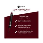 SUGAR Cosmetics Matte As Hell Crayon Lipstick - 24 Rachel Berry (Deep Berry) (2.8 g)