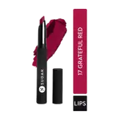 SUGAR Cosmetics Matte Attack Transferproof Lipstick - 17 Grateful Red (Bluish Red-Cool-Toned Red) (2g)