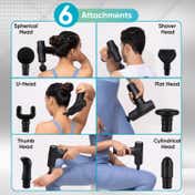 Vega Hand Massage Gun for Body Pain Relief with USB-C Charging, 6 Attachment-Speed Setting, VHMG-01