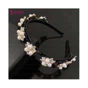 Majestique Stylish Braided Double Layer Twist Plait Plastic Headband with Elegant Flower