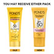 Pond's Sun Miracle with SPF 50 Ultra Light Gel Sunscreen for Radiant Skin (50 g)