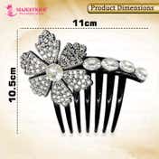 Majestique Rhinestone Flower Juda Hair Comb - Black
