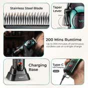 VGR V-166 Hair Clipper for Salon with 6 Guide Combs 200Min Runtime 2-Year Warranty - Green