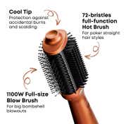 Alan Truman Blow Styling Brush-Blow Dryer Brush+Hair Straightener Hot Brush in One with Storage Case