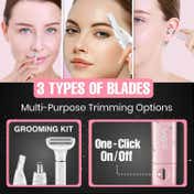 VGR 3-in-1 Lady Shaver Set for Women Body Nose & Ear Eyebrow Trimmer V-611 - Pink