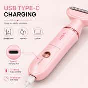 VGR 4-in-1 Lady Shaver Set with Body Trimmer Facial Shaver Eyebrow & Nose/Ear Trimmer V-761 - Pink