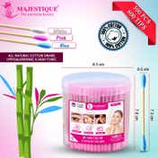 Majestique Eco-Friendly Tri-Color Cotton Ear Swabs Box (300 pcs)