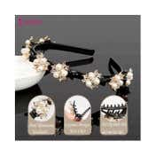Majestique Stylish Braided Double Layer Twist Plait Plastic Headband with Elegant Flower