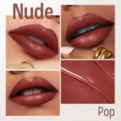 Lakme Bejewel 3D Matte Slim Bullet Lipstick with Vitamin E for Hydrated Lips - Nude Pop (3.4 g)