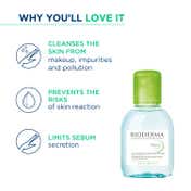 Bioderma Sebium H2O Cleansing Water Makeup Remover for Combination to Oily Skin (100ml)