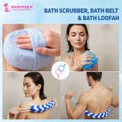 Majestique Bath & Shower Combo - Bath Sponge Bath Belt & Body Scrubber (3 pcs)