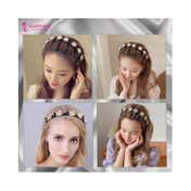 Majestique Stylish Braided Double Layer Twist Plait Plastic Headband with Elegant Flower