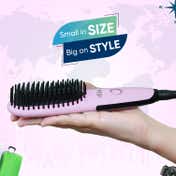 Vega Mini Hair Straightener Brush-Natural Straight in Few Min for Women 2 Heat Settings (VHSB-05)