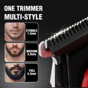 VGR ROSSO Beard & Hair Trimmer for Men with 3 Guide Combs 400Min Runtime 2-Year Warranty - Red