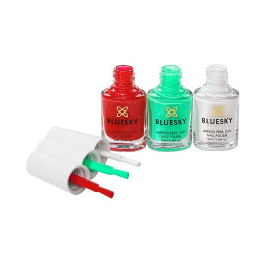 BLUESKY Kids Glossy Finish Airkiss Peel-off Nail Polish Set - Christmas Candy Cane (3 pcs)