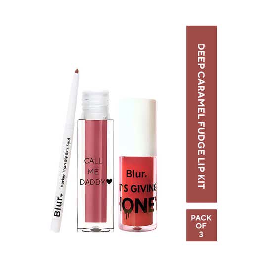 Blur India Perfect Lip Kit - Deep Caramel Fudge (3 pcs)