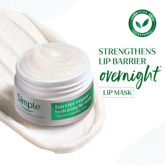 Simple Barrier Repair+ Hydrating Lip Mask with 10% Pro-Ceramides for Dry Sensitive Lips (12 g)
