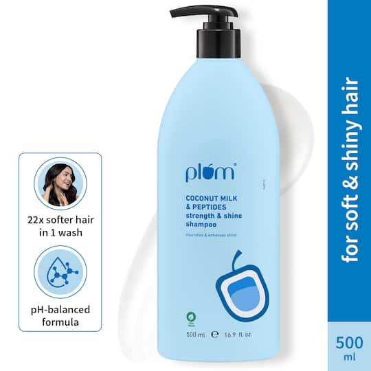 Plum Coconut Shampoo for Dull Hair Coconut Milk and Peptides for Soft & Silky Hair (500 ml)