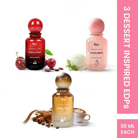Blur India Smells Like Breakfast In Bed EDP Set - Cherry Tart+Vanilla Melts+Coffee Cake (3 pcs)