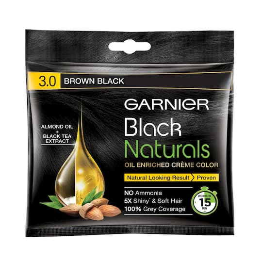 Garnier Black Naturals Oil Enriched Cream Hair Colour - 3.0 Brown Black (20gm+20ml)