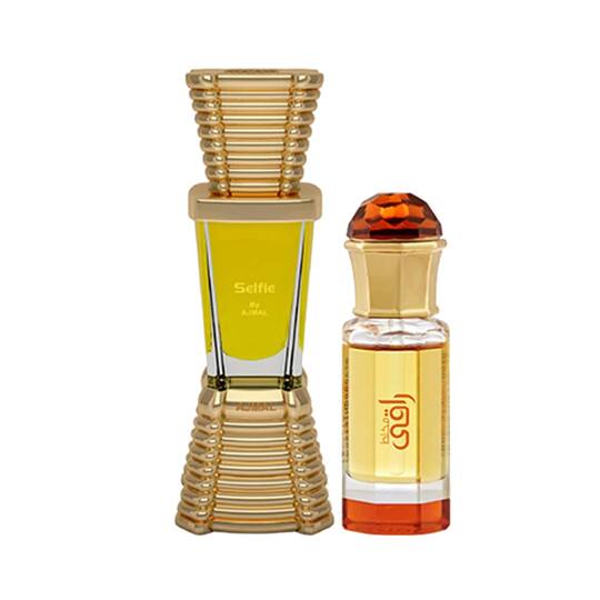 AJMAL Selfie Woody Aromatic Attar And Mukhallat Raaqi Floral Fruity Attar - (2Pcs)