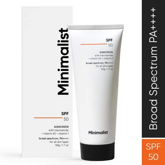 Minimalist SPF 50 PA ++++ Sunscreen With Multi-Vitamin For Reducing Photoaging & No White Cast (50g)