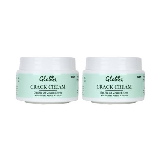 Globus Naturals Crack Cream For Dry Cracked Heels & Feet Enriched With Aloe Vera, Neem & Anantmool Pack - (2Pcs)