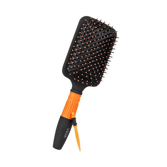 Vega Paddle Hair Brush with Stick for Men and Women Black & Orange (E15-PB) (196 g)
