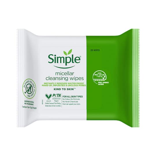 Simple Kind To Skin Micellar Cleansing Wipes (25 Pcs)